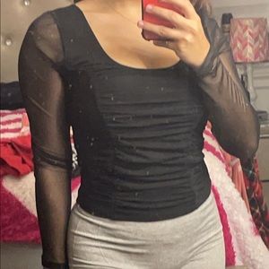 Mesh longsleeve black top